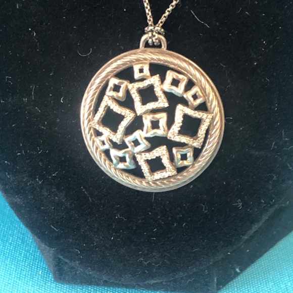 Rare David Yurman Tapestry Quatrefoil 925 Sterling and Diamond Necklace - Picture 3 of 9
